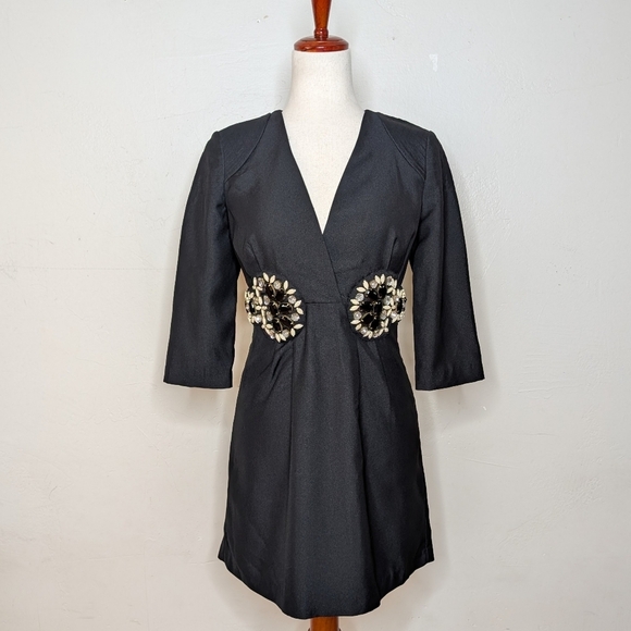 Karta Dresses & Skirts - KARTA Rhinestone/Jeweled Waist Little Black‎ Dress Size Small